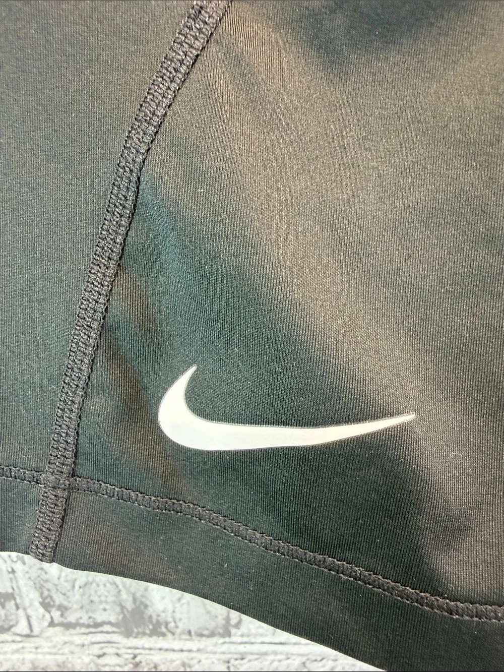 Nike Pro Black Athletic Compression Shorts with White Swoosh
